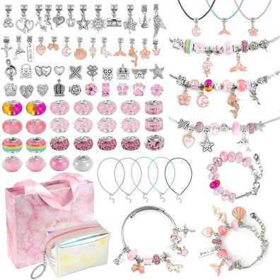 Homgaty Mädchen Schmuck Bastelset DIY Armband Halskette Geschenkbox Kit