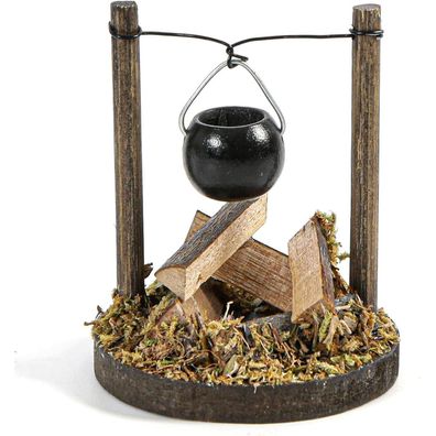Miniatur Johiux Stadtflamme Lagerfeuer Miniatur Wichtel Zubehör Schwarz