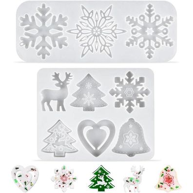Weihnachten Silikonform Set Schneeflocke Weihnachtsbaum Elch Glocke Liebe DIY