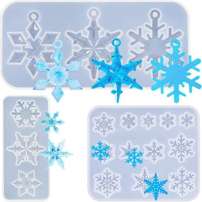 Patelai 3 Stück Schneeflocken Silikonformen Weihnachten Epoxidharz DIY Geschenk
