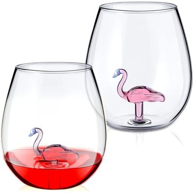 Patelai 2 Stück Flamingo Weingläser Kristall Geschenke Valentinstag