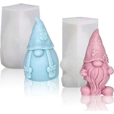 2x Silikonformen Gießformen Weihnachtsmann Wichtel Epoxidharz Kerzenformen