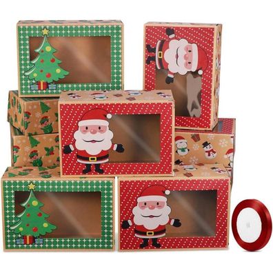 12er Weihnachts Kekskästen Geschenkboxen Bäckereikarton Plätzchen Cupcake Boxen