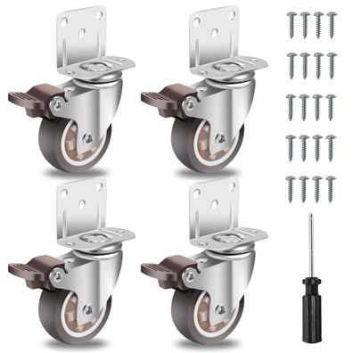 Möbelrollen Gummi 50mm 4 Bremse 270kg Schwerlastrollen Vollgummi 4er-Set