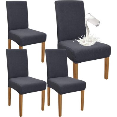 Granbest 4er Set Wasserdichte Esszimmer Stuhlbezuege Stretch Grau