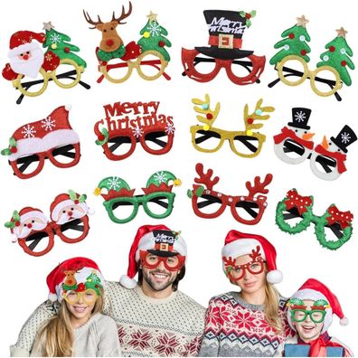 Itoyx Weihnachtsbrillen Set 12 Stück Partybrillen fotobox weihnachtsassesoires