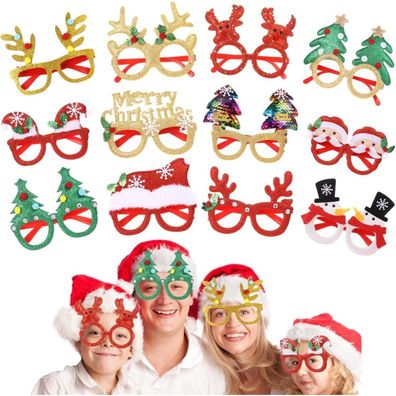 Weihnachtsbrillen Set 12 Stück Party Foto Requisiten für Weihnachtsdekorationen