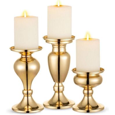 Sziqiqi 3er Set Schwarze Kerzenständer Vintage Metall für Hochzeit Party