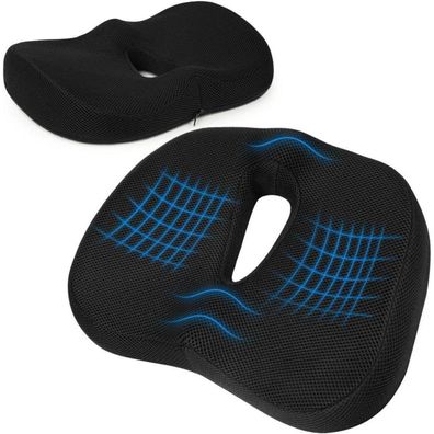 Orthopädisches Steißbeinkissen Memory Foam Schwarz Bürostuhl Auto Rollstuhl