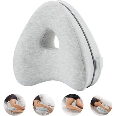 Memory Foam Kniekissen für Seitenschläfer mit waschbarem Bezug Grau