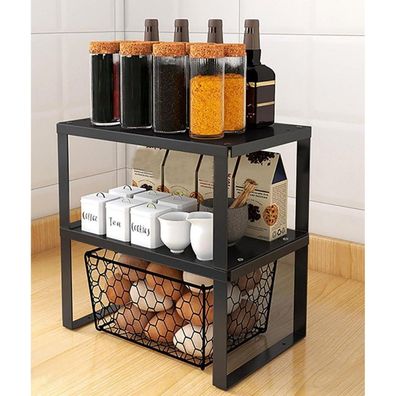 YunNasi Stapelbares Schrankregal Edelstahl Küchen Organizer 2x M 30x20x15cm