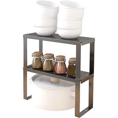 YunNasi Schrankregal Stapelbar Edelstahl Küchenregal Badezimmer Organizer (2