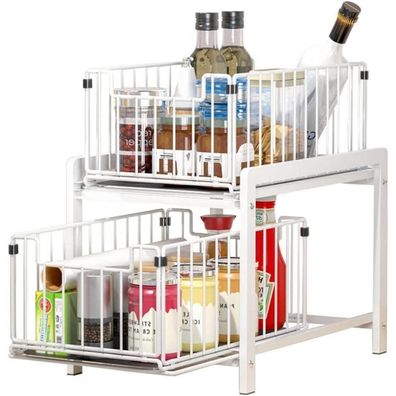 YunNasi Küchenregal Regal mit 2 Korb-Auszügen Rostfreier Stahl Organizer 2