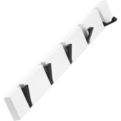 YunNasi Holz Kleiderhaken Wandgarderobe 5 Haken klappbar Weiß 42cm