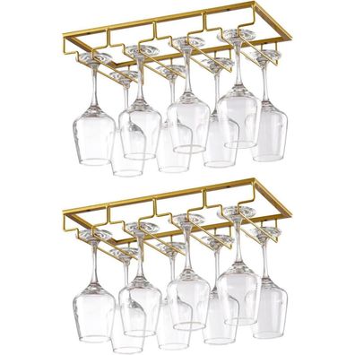YunNasi Weinglashalter Metall 4 Reihen Schwarz Unter Schrank Rack Schrauben