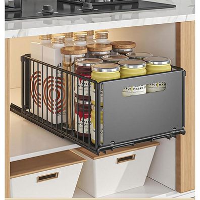 YunNasi Teleskopschublade Ausziehbar Schrankorganisator Schwarz 38x25x19CM