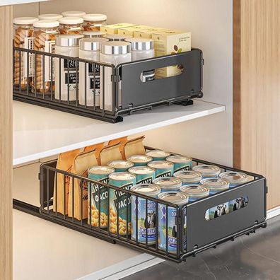 YunNasi Teleskopschublade Ausziehbar Schwarz 2 Stk. 38D X 25W X 10H CM