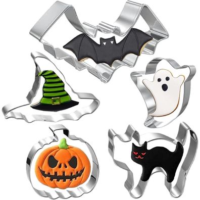 Halloween Kürbis Katze Geist Hexenhut Fledermaus Ausstechformen Set
