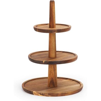 E-ROOM TREND Etagere Tortenständer Holz Kuchenplatte Servierständer Akazie Griff