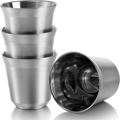 SOUJOY 4 Stück Edelstahl Espressotasse 80 ml doppelwandige Isoliertasse