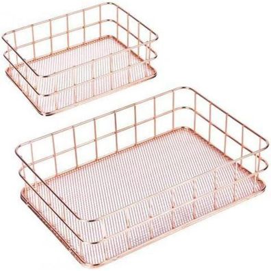 Pinsheng 2er Set Drahtkörbe Metall Organizer Roségold Büro Zuhause