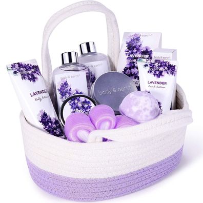 Lavendel Wellness Set 11 tlg. Geschenkkorb Frauen Geburtstag Mama Freundin