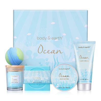 BODY EARTH Ozeanduft Geschenkbox 5tlg. Duftkerze Körperbutter Handcreme