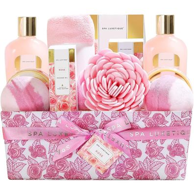 Geschenkkorb SPA Luxetique Bade Geschenkset Rosenduft Wellness