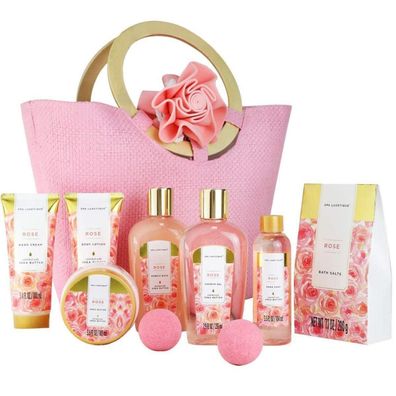 SPA Luxetique Damen 10tlg Bade Geschenkset Rosenduft Handtasche