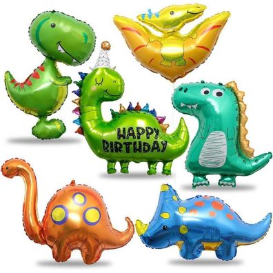 6er Set Dinosaurier Folienballon Kinder Party Dekoration Jurassic Luftballons