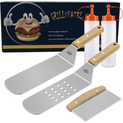 Hochwertiges Plancha Grillspatel Set Edelstahl Männer Grillgeschenk