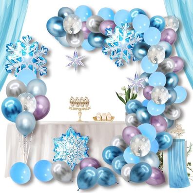 Schneeflocke Luftballons Garland Arch Kit Blau Weiß Silber violett 99er Pack