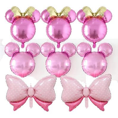 6 Stück Mauskopf Geburtstagsballons Rosa Schleife Hochzeit Party Deko