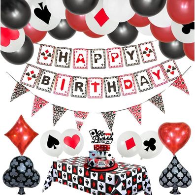 Casino Party Dekoration Set Tischdecken Ballons Confetti Vegas Theme Party