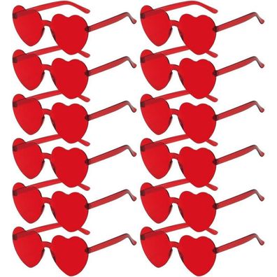 Sprinlot Herz Party Brille Heart Shaped Fasching Foto Requisiten Rot 12pcs