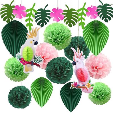 15er Papagei Hawaiideko Set für Gartenparty Geburtstagsdeko