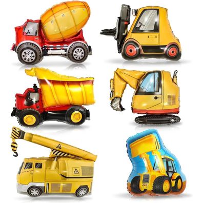 6x Bagger Bulldozer Radlader Traktor Konstruktionsballons