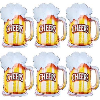 6er Set Bier Luftballons Bierglas Heliumballon Riesenballon Bierkglas für Party