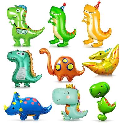 9er Set Dinosaurier Folienballons für Kinder Party-Deko
