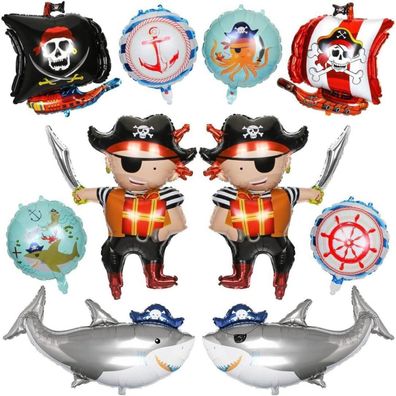 10 Stück Piraten Haifisch Helium Ballon Party Dekoration für Geburtstag