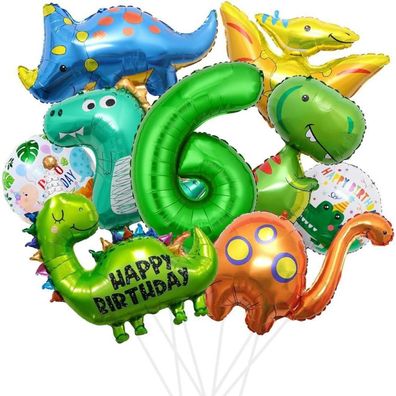 Dino Geburtstagsdeko 6 Jahre Dinosaurier Folienballon Jurassic Dschungel Party