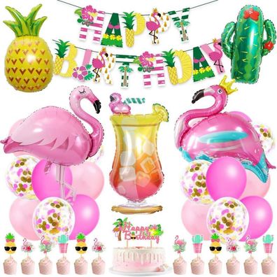 Hawaii Geburtstags Party Deko Set Flamingo Ballons Hawaii Dekoration Strand