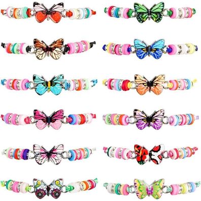 Schmetterling Freundschaftsarmbänder Set für Kinder - 12 Stück Mädchen Armband
