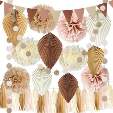YBwanli Geburtstagsdeko Beige Pastell Boho Style Vintage Party Girlande