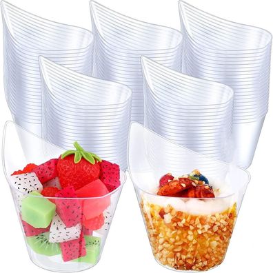50x Kunststoff Dessertbecher 200ml Transparent für Party Pudding Mousse