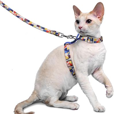 Katzen Geschirr Leine Ausbruchsicher Katzenweste verstellbar Blau M
