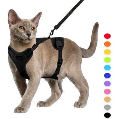 Supet Katzengeschirr und Leine Set Fluchtsicher Verstellbar S Schwarz