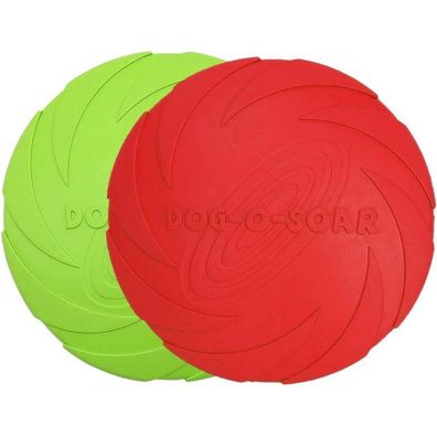Hundefrisbee Hund 2 Stück 18cm Kautschuk Land Wasser Schwimmfähig Grün Rot