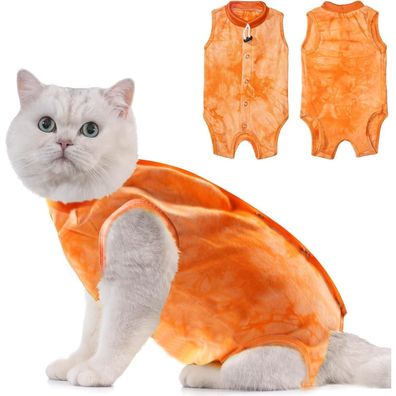 Katzenbody Recoveryanzug Kastration Spay Leckschutz Suit - M-Tiedye Orange