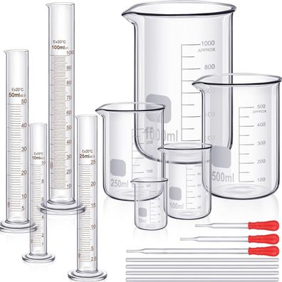 Dick Labor Zylinder & Becherglas Set 10-1000ml Borosilikatglas